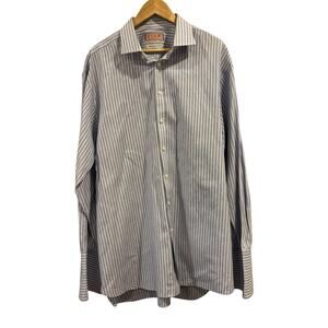 THOMAS PINK Light Blue Striped Dress Shirt, Size 18 1/2 X 37 1/2